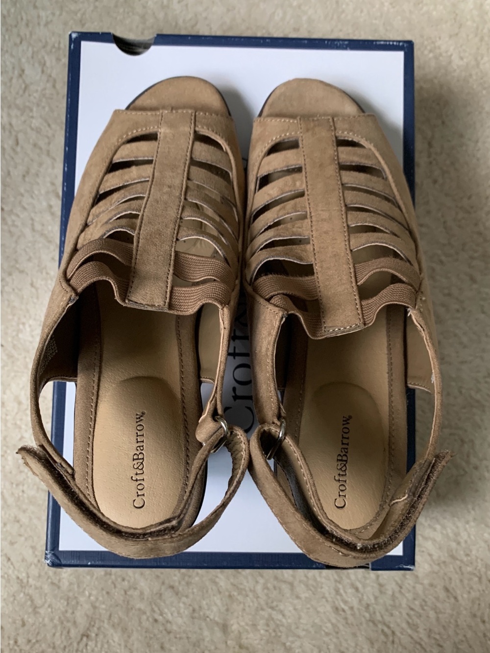 croft & barrow Tan Suede Strappy Open-Toe Sandals